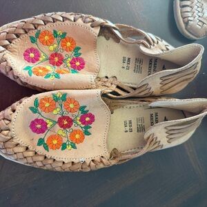 Embroidered Floral Tan Women's Shoes